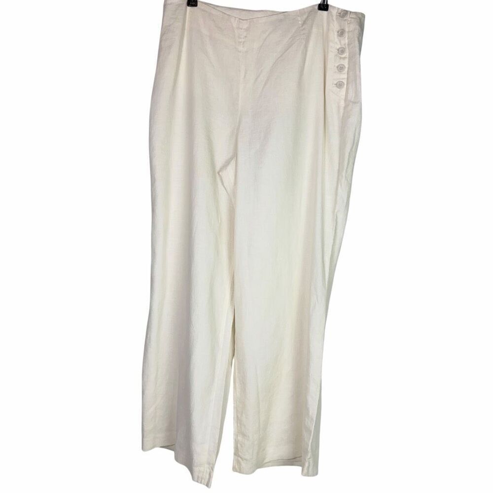 Talbots wide leg Cream Linen Pant size 16